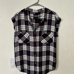 Jach’s Girlfriend, plaid top, sleeveless, flannel